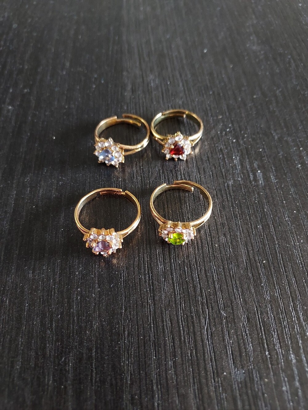 Gold-Tone Floral Ring with Green Gemstone